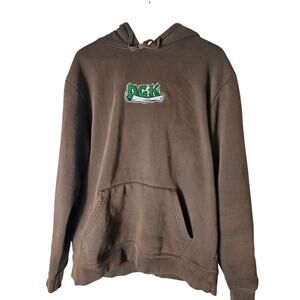 DGK Brown FTW Chaos Embroidered Graphics Streetwear Skater Pullover Hoodie SZ L
